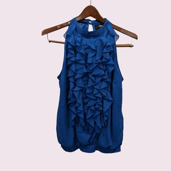 3/$15 Mossimo Chiffon Ruffled Office Halter Tank Keyhole Back - Picture 2 of 9